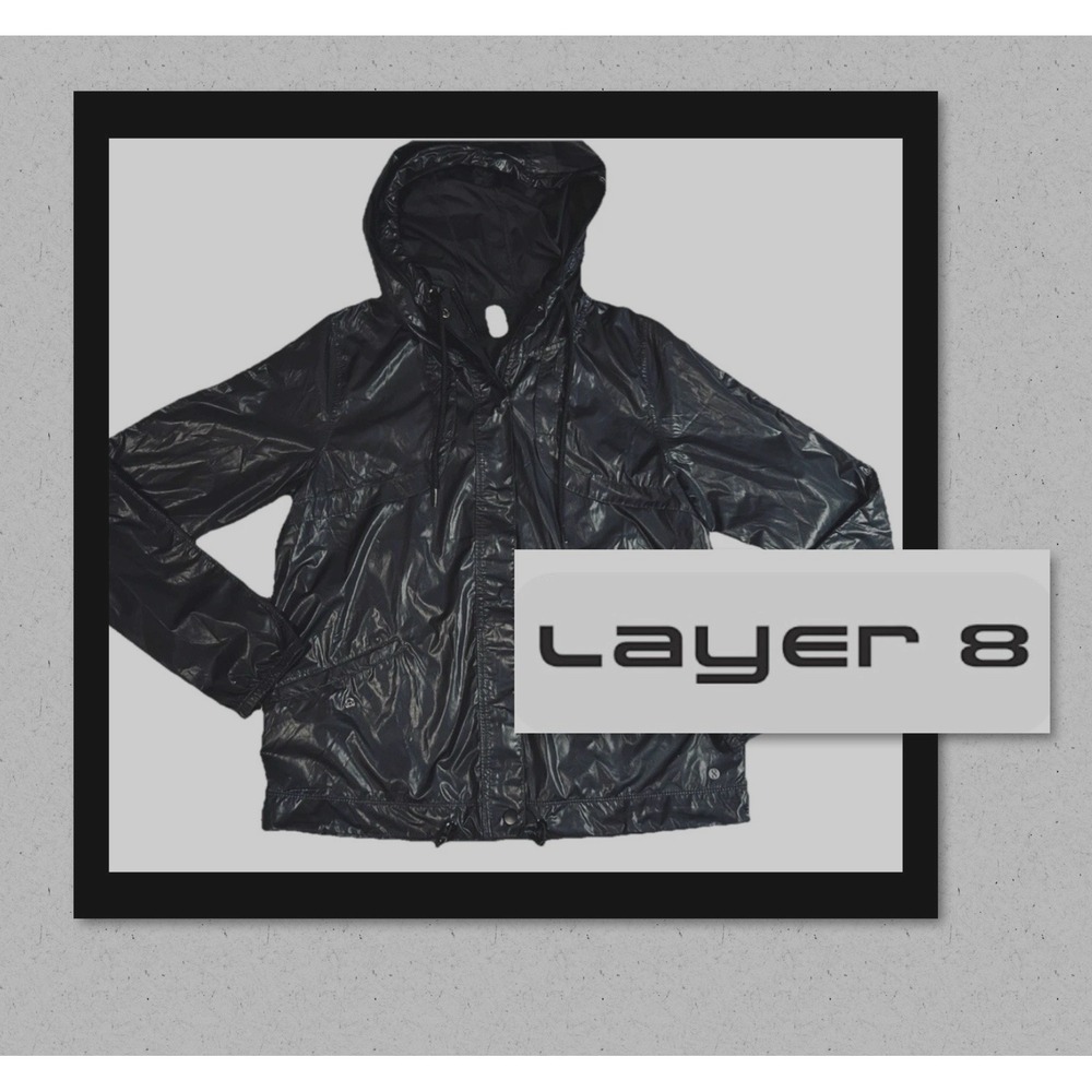 Layer8 Hooded Performance Quick Dry Women's MEDIUM Full Zip Jacket Pockets Black